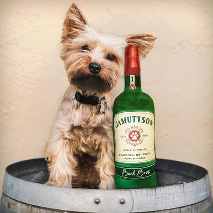 Bark Bros - Liquor Bottle Dog Toy - Plush Squeaky Dog Toys Funny Drink Parody - Alcohol Dog Toy - Dog Birthday Toy - Cute Dog Toys - Puppy Gifts - Puppy Stuff - Dog Stuff (Large, Jamuttson)