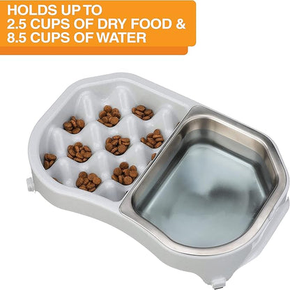 Neater Pet Brands Neater Slow Feeder Dog Bowls, Slows Down Fast Eating to Prevent Vomiting, Overeating, & Bloat, Dog Slow Feeder Bowl with Wide, Non-Slip Base, Holds 2.5 Cups Food and 8.5 Cups Water