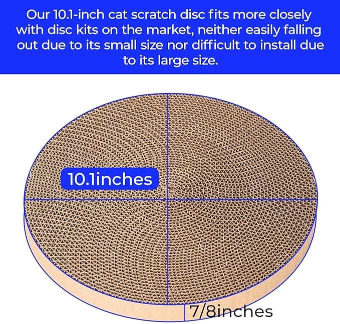 Round Cat Scratcher Refill - 10 Inch Diameter, 7/8 Inch Thickness - Cardboard Cat Scratcher Scratching Board Replacement Pads (2pcs) for Indoor Cats