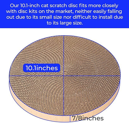 Round Cat Scratcher Refill - 10 Inch Diameter, 7/8 Inch Thickness - Cardboard Cat Scratcher Scratching Board Replacement Pads (2pcs) for Indoor Cats