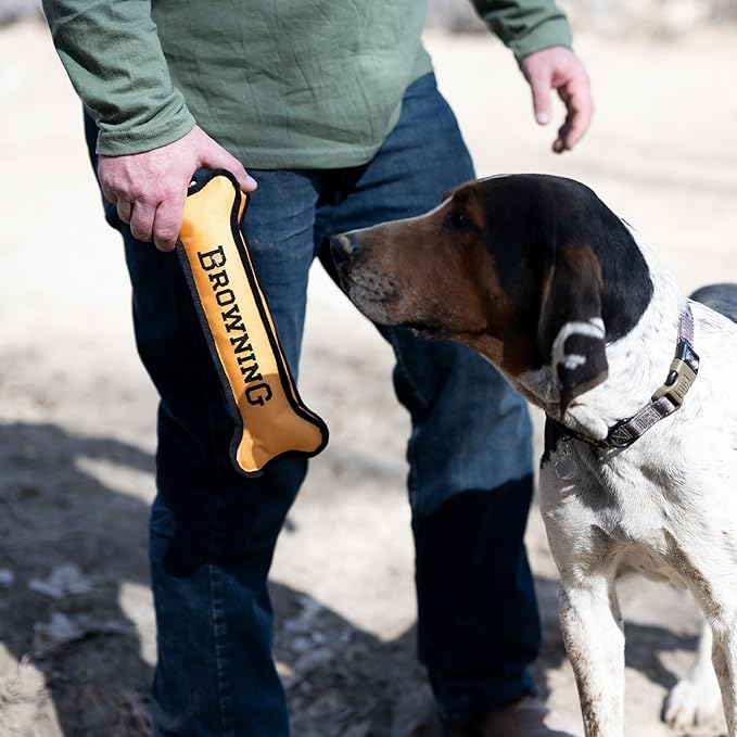 Browning Pet Training Tools, Durable Dog Toys for Tug and Fetch, Canvas Bone (Browning Gold), Small