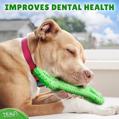 YES4QUALITY Dog Chew Toy - Durable Chew Bone for Medium & Large Dogs - 13", Green - Tough Rubber Tug-of-War Bone Pet Toy for Aggressive Chewers - Bumpy Design for Puppy Teething