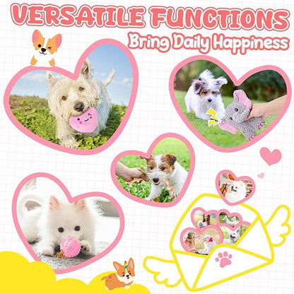 XIUGOAL Pink Puppy Toys - 9 Pack Puppy Chew Toys for Teething, Enrichment Dog Toys for Small Dogs to Keep Them Busy, Squeaky Plush Toy for Boredom