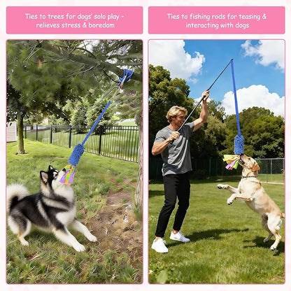 Squeaky Dog Tug Toy, Interactive Tug of War Rope Toys for Small Medium Large Dog, Soft Chenille Chewing Dog Rope Toys for Puppy Training and Play Games