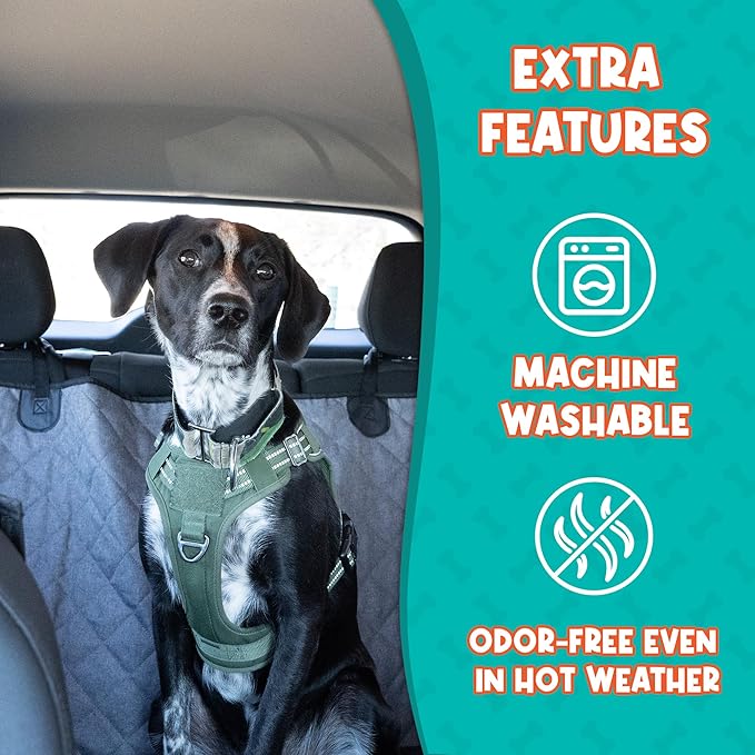 Back Seat Extender for Dogs, Dog Car Seat Cover for Back Seat - No-Slip 600D Waterproof Hammock, Exclusive Large Space Hard Bottom Seat Bed Holds 330 Ibs, Dog Accessories, Dog Bed for Car - Gray