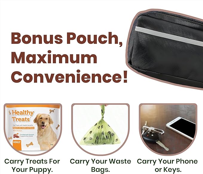 𝐇𝐞𝐚𝐯𝐲 𝐃𝐮𝐭𝐲 Hands Free Dog Leash for 2 Dogs – Dual Bungee Running Leash with Adjustable Waist Belt, Tangle-Free 360° Swivel, Shock Absorbing, Padded Handles & Zipper Pouch