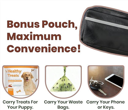 𝐇𝐞𝐚𝐯𝐲 𝐃𝐮𝐭𝐲 Hands Free Dog Leash for 2 Dogs – Dual Bungee Running Leash with Adjustable Waist Belt, Tangle-Free 360° Swivel, Shock Absorbing, Padded Handles & Zipper Pouch