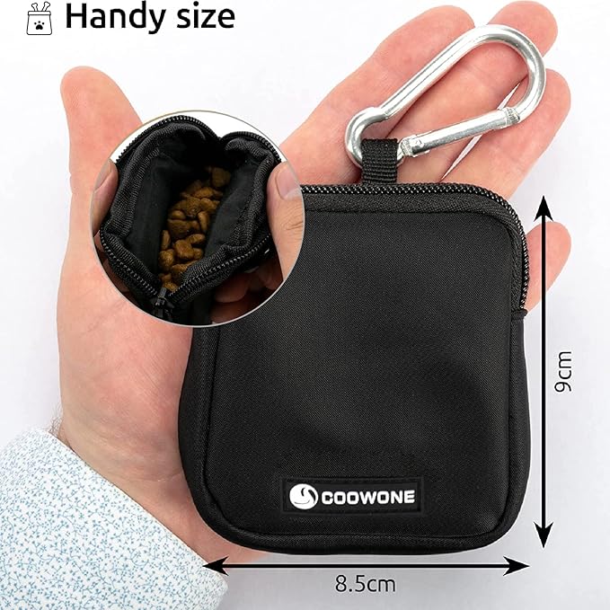 Waterproof Dog Treat Pouch, Dog Training Treat Pouch Built in Poop Bag Dispenser Adjustable Shoulder Bag (BLK) (BLK)