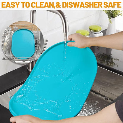 Hubulk 100% Waterproof Silicone Pet Feeding Mat with Raised Edge for Food and Water, Dog Bowl Mats, Cat Bowls Placemat with High Lip Protects Floor for Cats and Dogs(Teal, 19" L x 12" W)