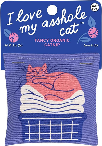 Blue Q I Love My A'hole Cat Catnip Toys - Durable Cat Toys for Biting, Premium USA-Grown Organic Catnip, Pet Supplies, 100% Silk-Screened Cotton Pouch w/Funny Kitty Graphics, Cute Cat Birthday Gift