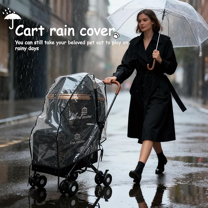 XL Extra-Large Double Pet Stroller, Running&Travel Pet Cart with Weather Cover, Cat&Dog Stroller for Large/Medium/Small Pets, Outdoor Pet Supplies