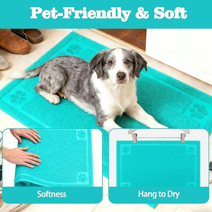 Darkyazi Pet Feeding Mat Large for Dogs and Cats,24"×36" Flexible and Easy to Clean Feeding Mat,Best for Non Slip Waterproof Feeding Mat (Lake Blue)
