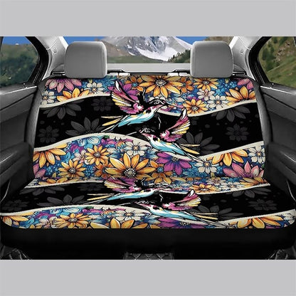 AFPANQZ Hummingbird Pattern Car Rear Bench Protective Car Seat Cover Back Seat Only Car Truck SUVs Polyester Fabric Car Backseat Cover Universal Fit Full Wrap Dust-Proof Seat Cover