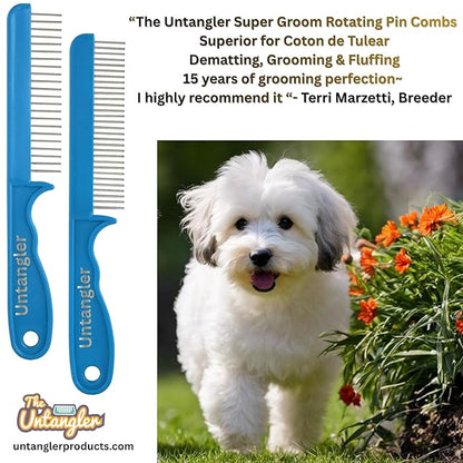 Super-Groom Combs with Smooth Rotating Teeth for Painless Mat Removal (Turquoise, 22 Coarse Teeth)