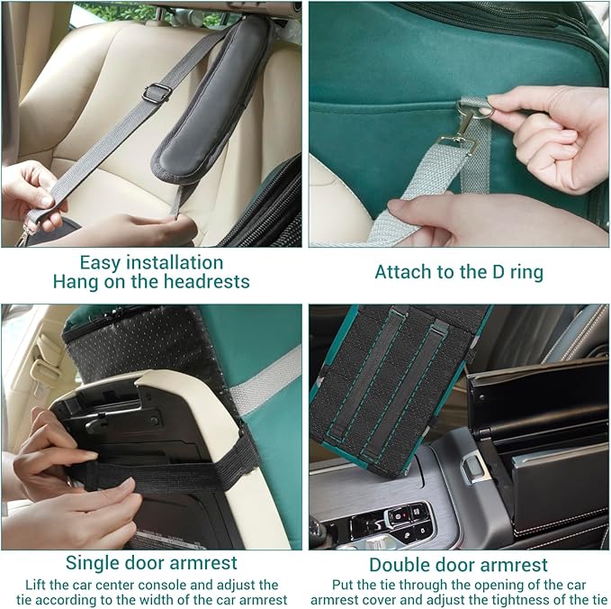 LIWSHWZ Console Dog Car Seat - Portable Travel Dogs Armrest Booster Seat with Absorbent Recyclable Diaper Pad,Dog Seat Belt for Car,Pockets,Zippered Enclosure,for Pets Under 11 lbs