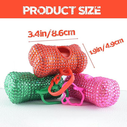 Bling Dog Poop Pickup Bag Dispenser Holder Pet Waste Disposal Bag Pet Trash Bags Holder Bone Shaped (Red)