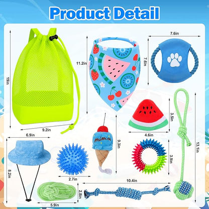 Mity rain Summer Dog Toys Set - Interactive Dog Toys Pack for Small/Medium/Large Dogs, Dog Toys Gifts of Squeaky Toys Rope Toy Plush Toy Dog Costume for Teething Bulk
