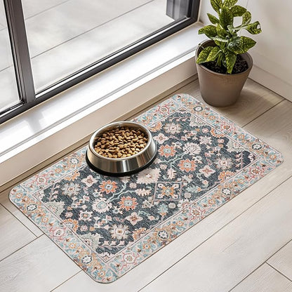 Dog Food Mat for Floors Waterproof Quick Dry Pet Placemat Cat Feeding Bowls Mats for Food and Water, Eco-Friendly Dog Accessories Diatomite Pets Supplies 12" X 20"