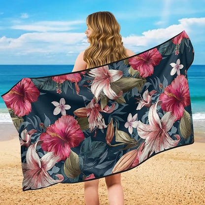 SEANATIVE Car Seat Cover Car Towel - Washable Sweat Protector for Workout, Sports Towel Cushion Cover, Women Men Dogs' Universal Seat Covers for Cars Trucks SUV, Hibiscus Flowers Print