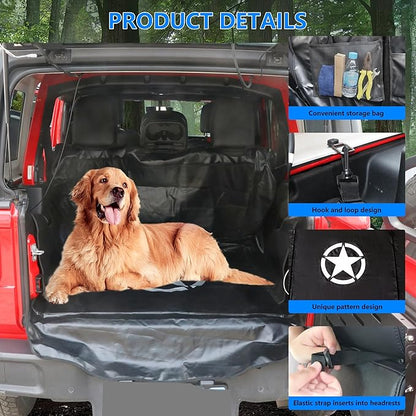 Dog Car Seat Cover for 2007-2025 Jeep Wrangler JK JL 4 Door Waterproof Cargo Liner Car Seat Protector Heavy Duty Scratch Proof Dog Hammock with Nonslip Bottom, Star