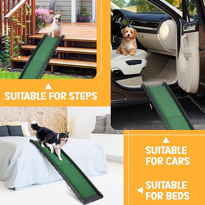 ZENY Portable Folding Dog Ramps for SUV, Truck, Car Ramp Stairs Step Ladder for Pet, Non-Slip Pet Ramp with Raised Siderails