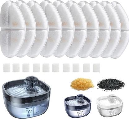 10 Pack Filter Replacement and 10 Pack Pump sponges for FEELNEEDY 7L Dog Water Fountain Pet Water Fountain (FN-W05)