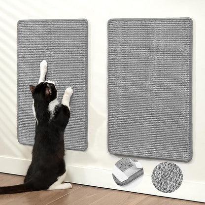 Cat Scratcher Mat,Natural Sisal Cat Scratch Pad with Hook&Loop Tape,Horizontal Floor Kitty Scratching Pads Rug for Indoor,Cat Furniture Protector for Couch&Carpets&Sofas, Medium, Grey, 2 Pack