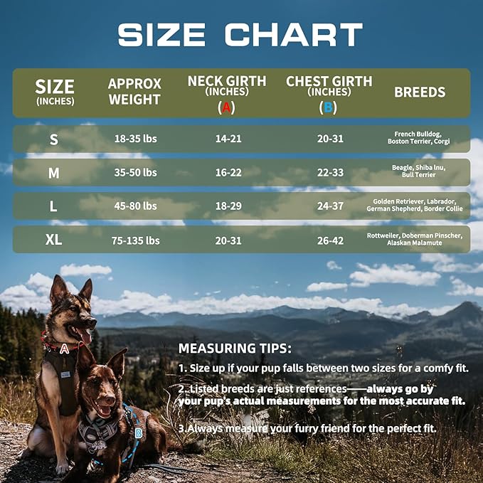 AUROTH Tactical Dog Harness for Large Dogs No Pull Adjustable Pet Harness Reflective K18 Working Training Easy Control Pet Vest Military Service Dog Harnesses