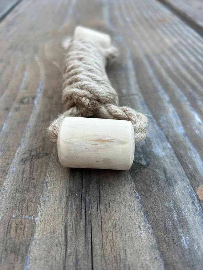 Coffee Wood Dog Toy - Eco-Friendly Durable Hemp Rope for Chewing & Tugging, Non-Toxic Natural Wood Dog Toy for Indoor & Outdoor Play, Medium Dogs, Pack of 1