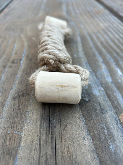 Coffee Wood Dog Toy - Eco-Friendly Durable Hemp Rope for Chewing & Tugging, Non-Toxic Natural Wood Dog Toy for Indoor & Outdoor Play, Medium Dogs, Pack of 1