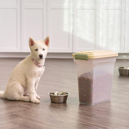 IRIS USA Dog Food Storage Container, Airtight Lid, Up to 13 Pounds Pet Food Storage, Versatile Pet Food Bin, Treats, BPA Free, Almond