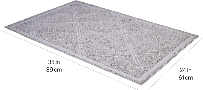 Amazon Basics Less-Mess Litter Trapping Cat Litter Box Mat, Soft on Kitty Paws, Waterproof, Scatter Control, 24" x 35", Grey