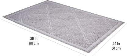 Amazon Basics Less-Mess Litter Trapping Cat Litter Box Mat, Soft on Kitty Paws, Waterproof, Scatter Control, 24" x 35", Grey