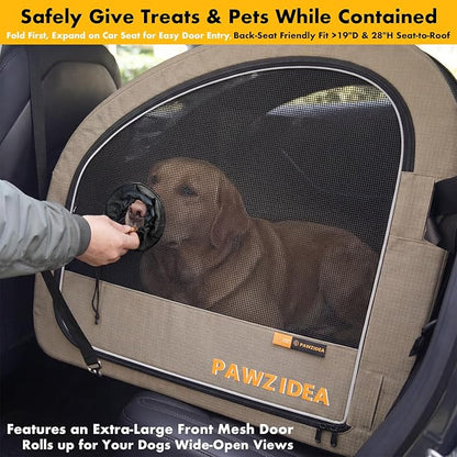 PAWZIDEA 3-in-1 Large Dog Stroller with Detachable Carrier up 100lbs, Foldable Dog Crate for Car Travel, All-Terrain Pet Stroller for 2 Medium Dogs, Jogger Wheels, Adjustable Handle, Stroage Organizer