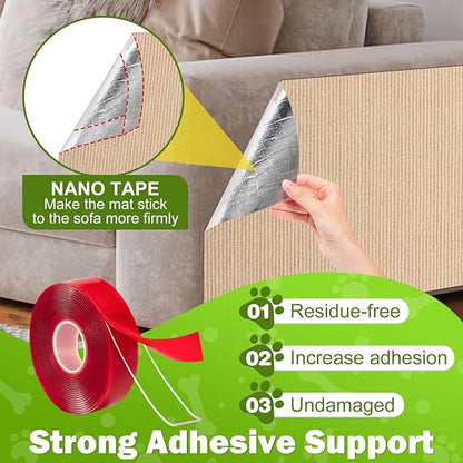 Bed Cat Scratcher Pad,47.2"x15.8"Cat Scratching Mat,Self-Adhesive Trimmable Anti Scratch Bed Couch Wall Corner Furniture Protector from Cat Claws,Easy Use for Cat Carpet/Door/Post