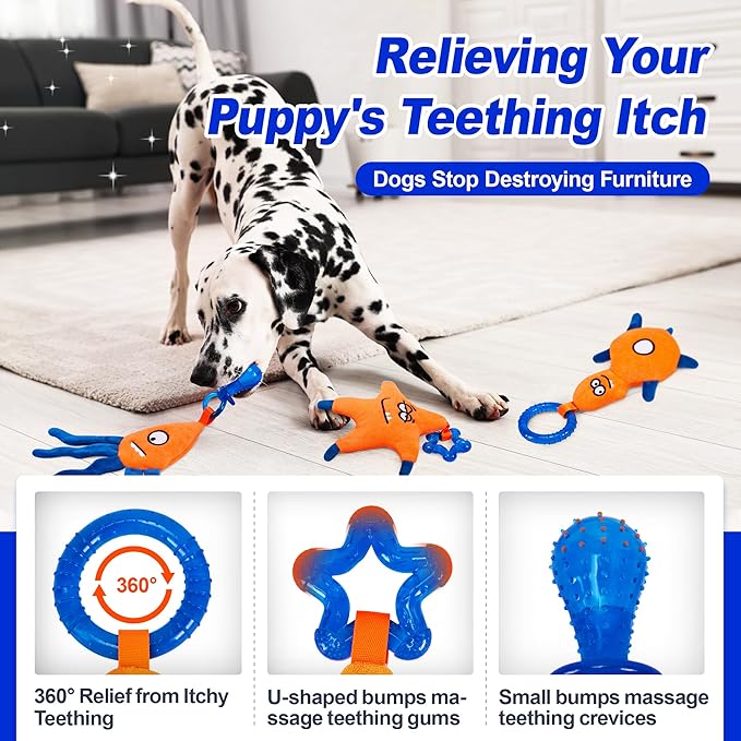4 Pack Frozen Puppy Toys to Keep Them Busy to Relieve Teething Pain,Chew Toys for Puppies 0-6 Months Relieve Teething Itch, Puppy Teething Rings to Release Excess Energy