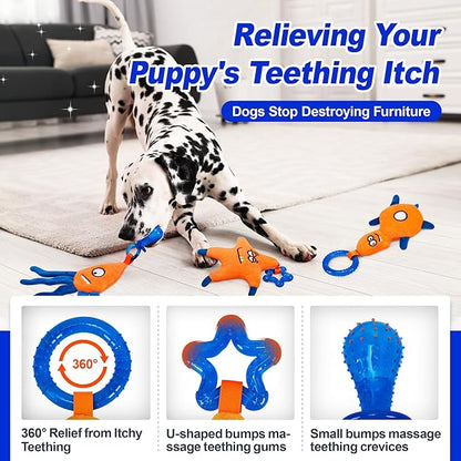 4 Pack Frozen Puppy Toys to Keep Them Busy to Relieve Teething Pain,Chew Toys for Puppies 0-6 Months Relieve Teething Itch, Puppy Teething Rings to Release Excess Energy