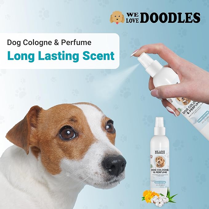 Dog Cologne & Perfume, Deodorizing, Long Lasting After Bath, Deodorant For Smelly Dogs, Pawfume For Pets, Odor Eliminator Spray Puppies, Fresh Cotton [We Love Doodles]
