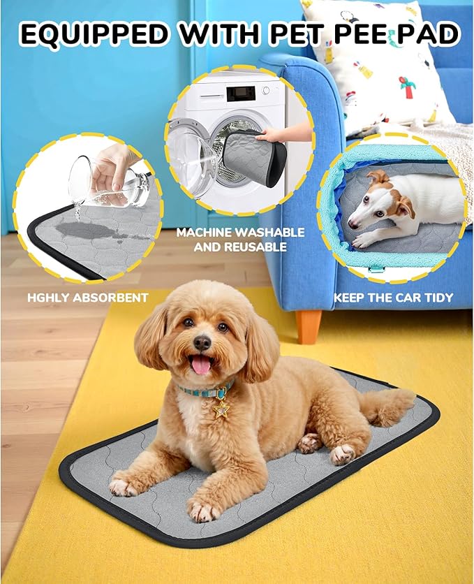BurgeonNest Center Console Dog Car Seat for Small Dogs, Puppy Cat Car Seat Booster with Soft Cushion Safety Belt, Seats Safe & Cozy Metal Frame Armrest Dog Booster Pet Under 11 lbs (Word)