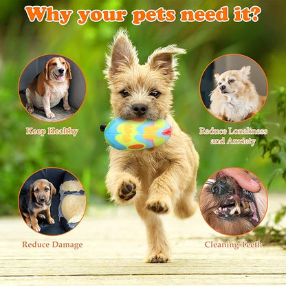 4 Pcs Easter Dog Squeaky Toys, Plush Easter Egg Dog Toy Bunny Toys with Crinkle Paper Interactive Rope Carrot for Puppy Small Medium Dogs