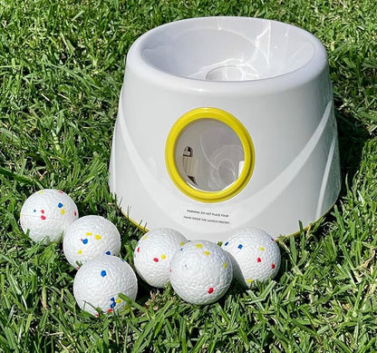 Automatic Ball Launcher for Dogs, Dog Ball Launcher with 6 ETPU 2.3” Balls, Adjustable Distance Thrower for Indoor & Outdoor Fetch Play, Interactive Pet Toy for Small & Medium Dogs