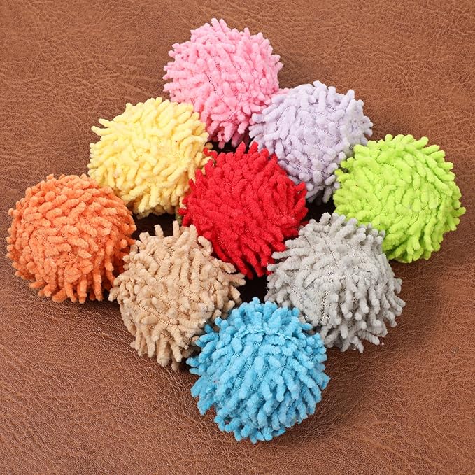 9 Pcs Cat Balls Fuzzy Cat Ball Toy Kitten Puff Balls Safe Pom Pom Ball for Indoor Cats 2-inch Colorful Soft Cats Poms Kitten Chasing Toys with Bell for Catss Kittens Pet Exercising Playing