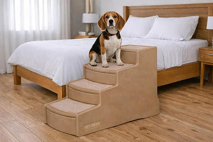 Pet Gear Easy Step IV Pet Stairs, 4 Step for Cats/Dogs, Removable Washable Carpet Treads, for Pets Up to 150lbs, No Tools Required, Available in 9 Colors, Sand Dune