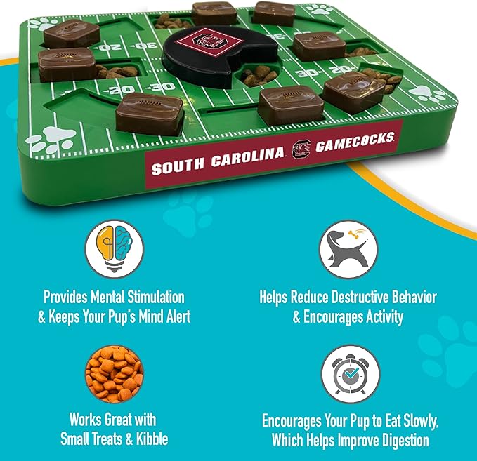 NCAA Puzzle Toy Slow Feeder, Puzzle Treat Dog Toy, Interactive Dog Treat Toy, Dog Puzzle Feeding Slow Toy (South Carolina Gamecocks)