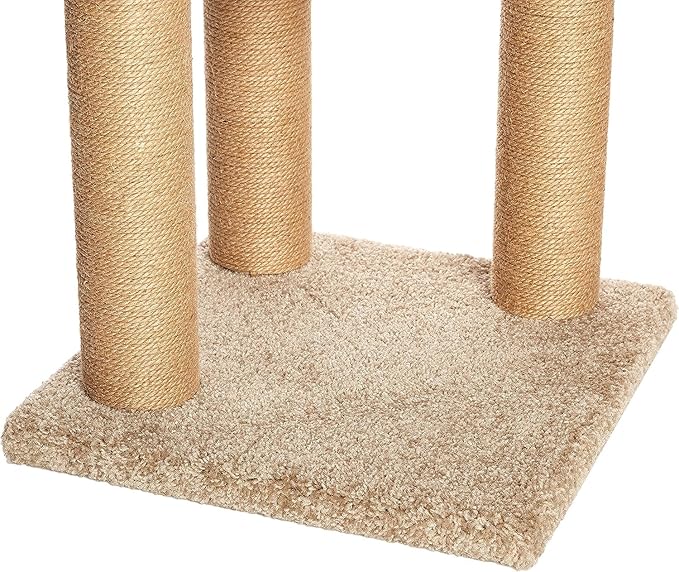 Amazon Basics Cat Tree - Multi-Level Climbing Activity Tower with Jute Rope Scratching Posts for Indoor Cats & Kittens, Medium (31.5"H), Beige
