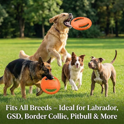 EVA Dog Flying Disc Toy, Durable Interactive Fetch with Dual Grip Holes, Non-Slip Floating Pet Toy for Small Medium Large Dogs, Outdoor Park Beach Play (Orange)