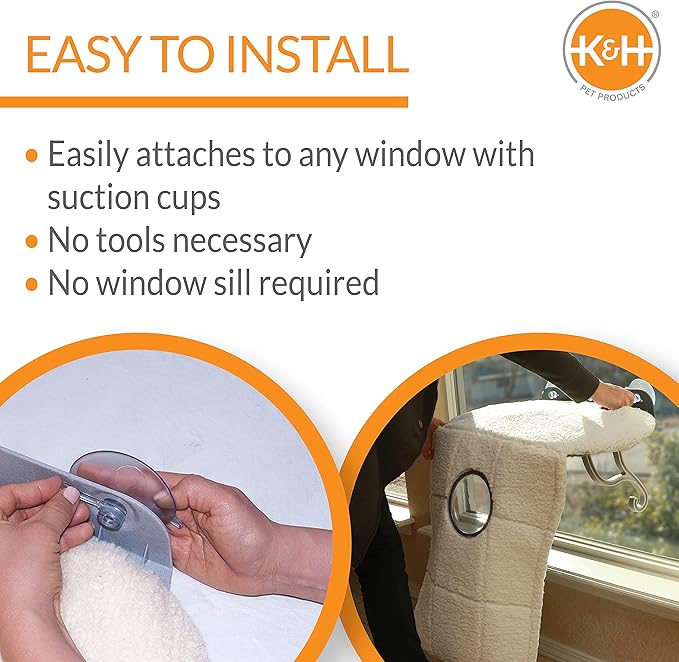 K&H Pet Products Universal Mount Kitty Sill Hooded Fleece 14 X 24 Inches