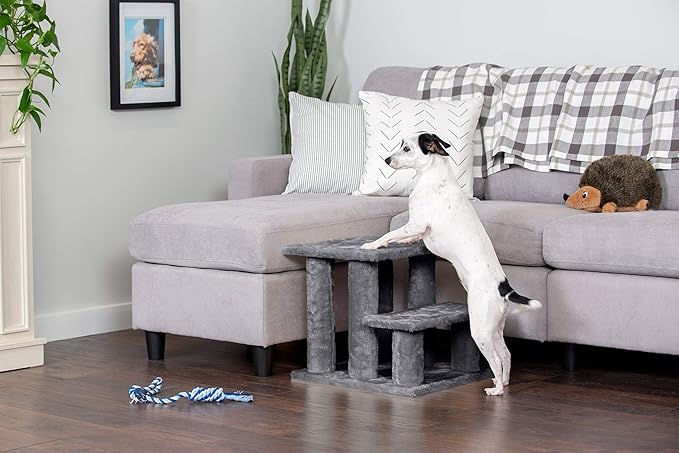 Furhaven Steady Paws Multi-Step Pet Stairs for High Beds & Sofas - Gray, 3-Step