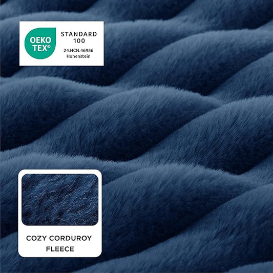 Bedsure ComfyFleece™ Orthopedic Dog Beds for Extra Large Dogs, Waterproof Memory Foam XL Pet Bed with Sides, Non-Slip and Egg-Crate Foam Big Dog Couch Sofa with Washable Corduroy Cover, Blue
