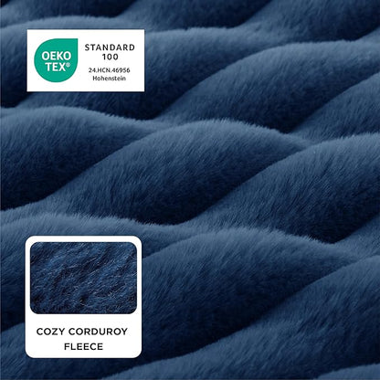 Bedsure ComfyFleece™ Orthopedic Dog Beds Large Sized Dog, Waterproof Memory Foam Pet Bed with Sides, Non-Slip Bottom and Egg-Crate Foam Large Pet Couch Sofa with Washable Corduroy Cover, Blue
